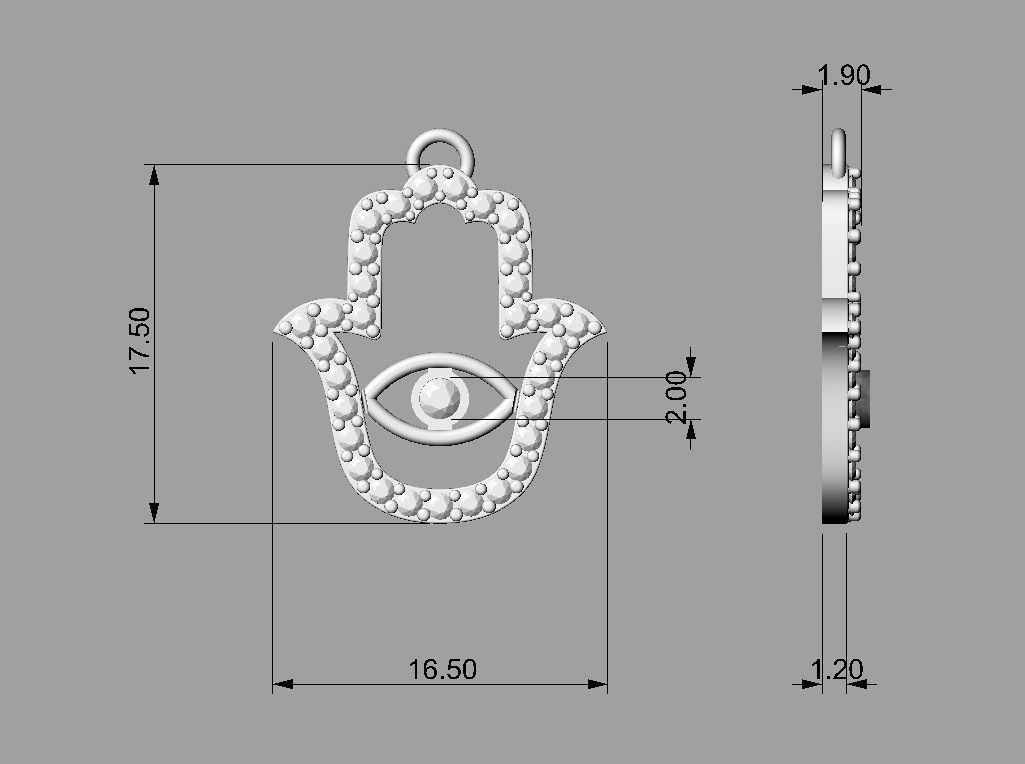 Hamsa Hand Pendant 3D print model_4