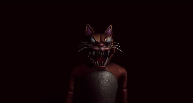 Creepy Mascot Horror Toy - Plush Scary Cat Monster Low-poly 3D model 3