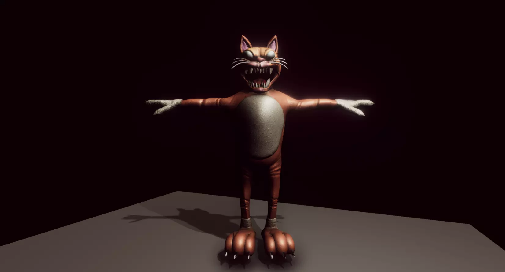 Creepy Mascot Horror Toy - Plush Scary Cat Monster Low-poly 3D model_0