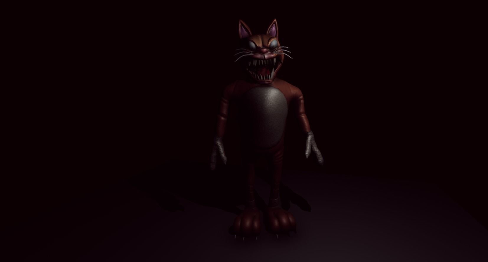 Creepy Mascot Horror Toy - Plush Scary Cat Monster Low-poly 3D model_4