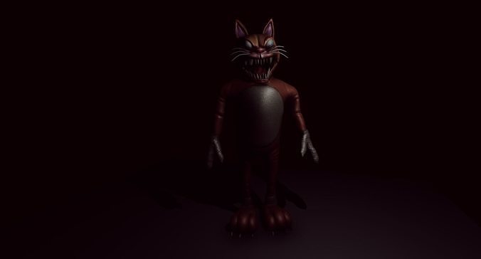 Creepy Mascot Horror Toy - Plush Scary Cat Monster Low-poly 3D model 5