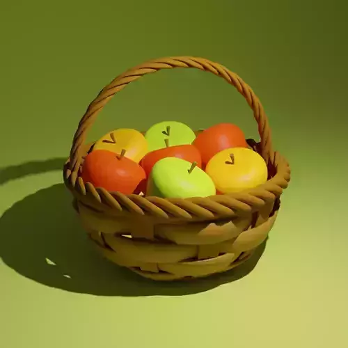 Basket with apples 3D Model