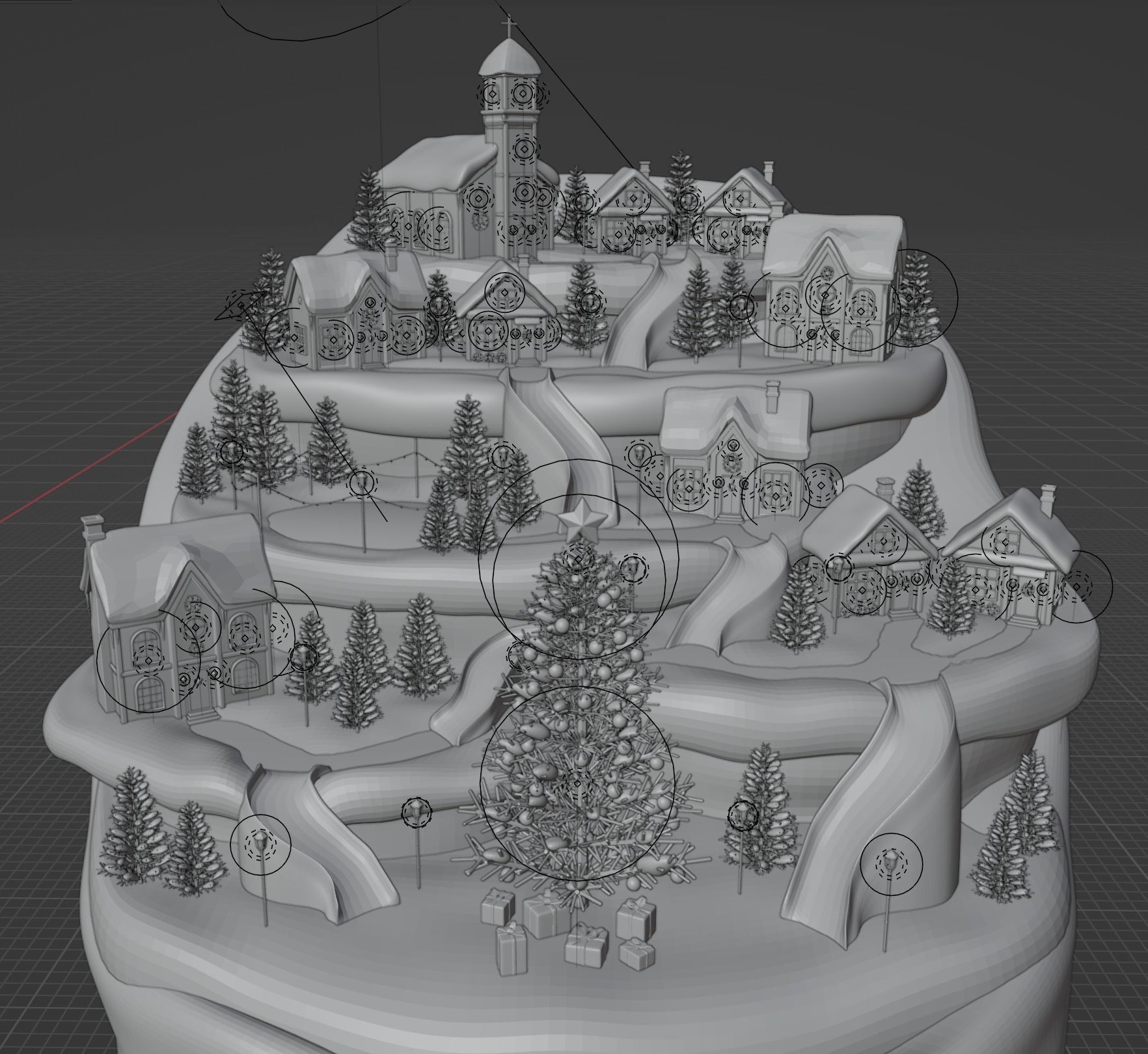Christmas winter town Low-poly 3D model_6