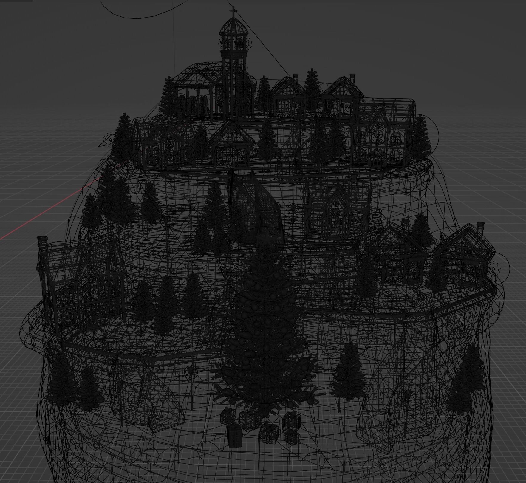 Christmas winter town Low-poly 3D model_5