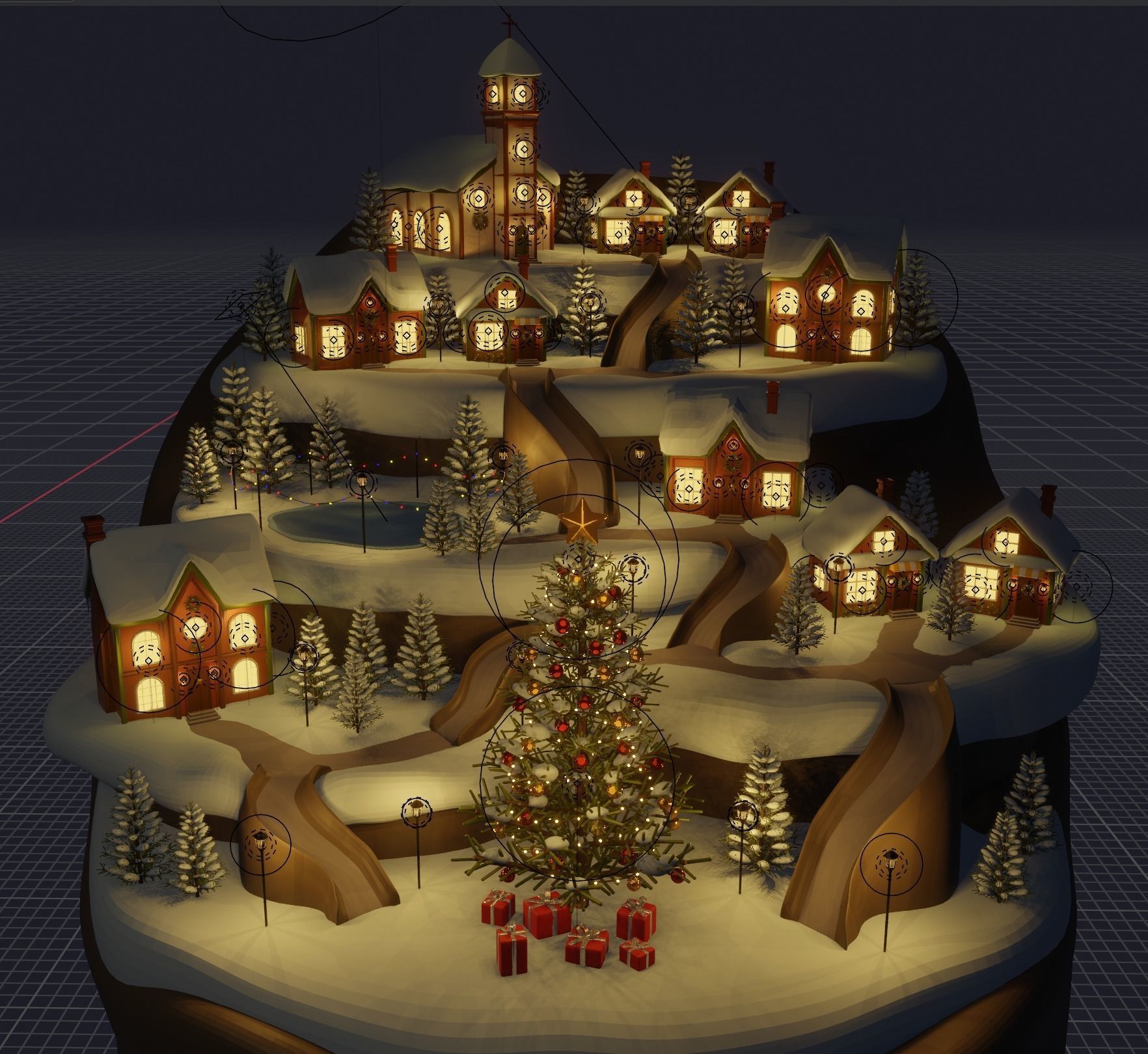 Christmas winter town Low-poly 3D model_8