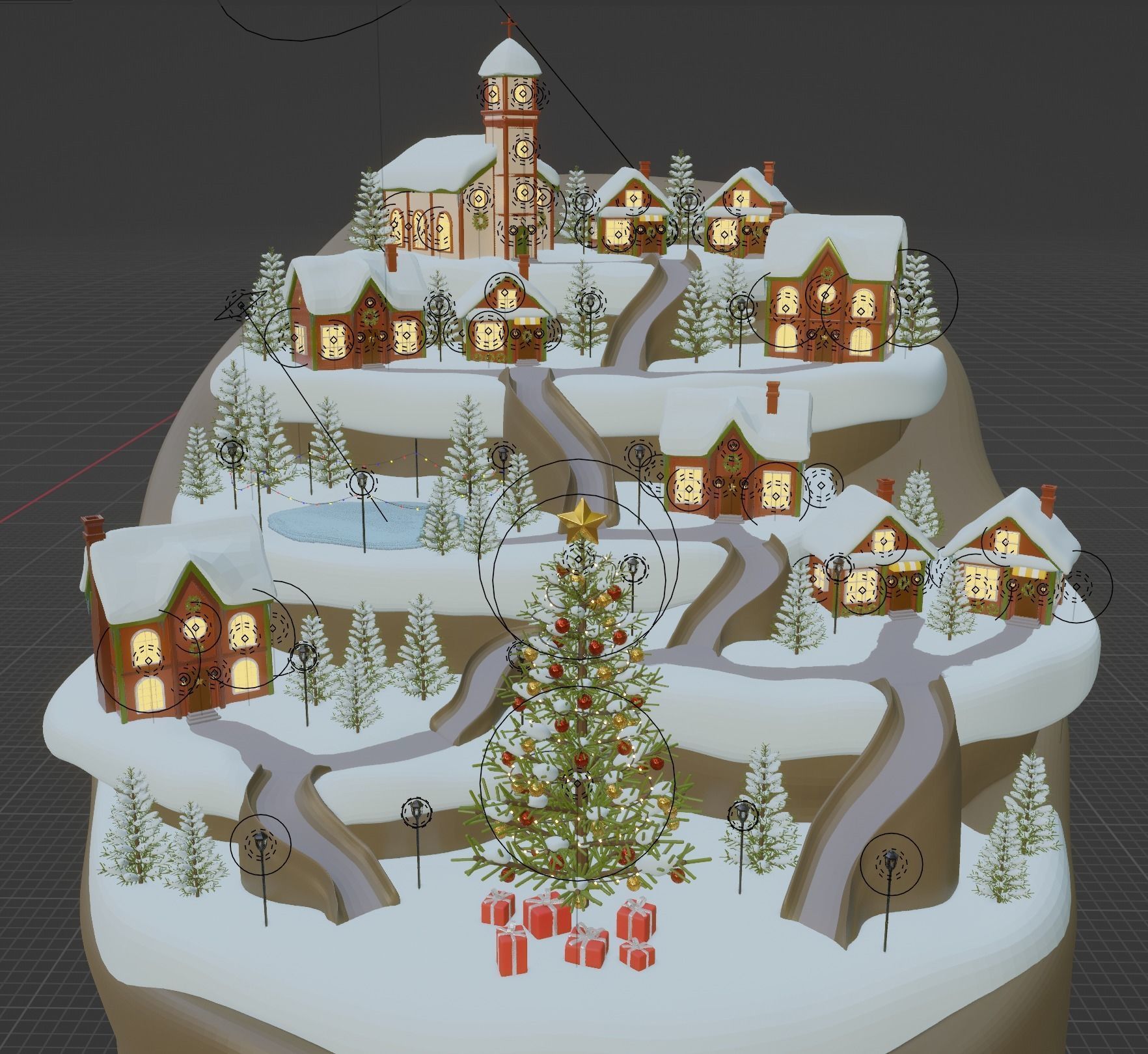Christmas winter town Low-poly 3D model_7
