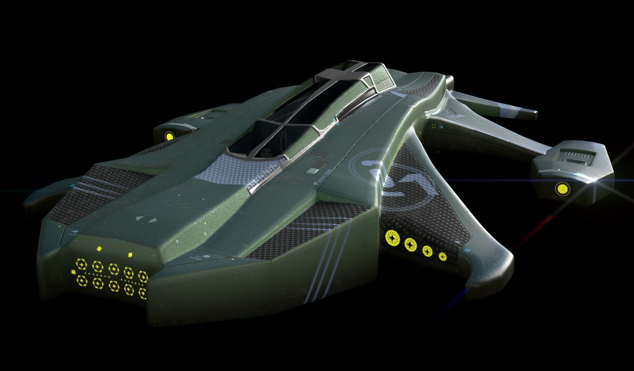 Spaceship halo weapon Low-poly 3D model_3