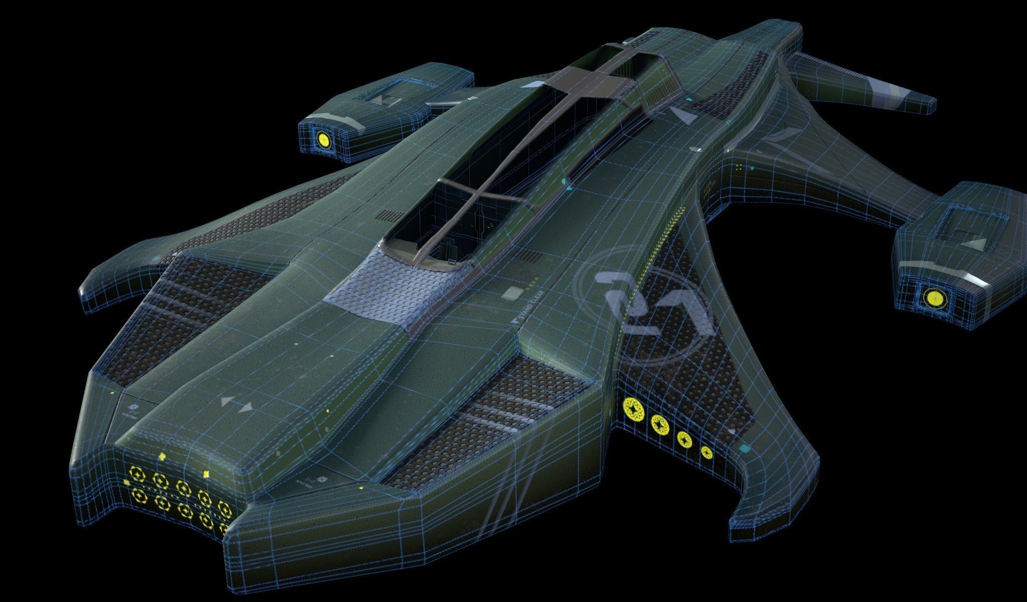 Spaceship halo weapon Low-poly 3D model_6