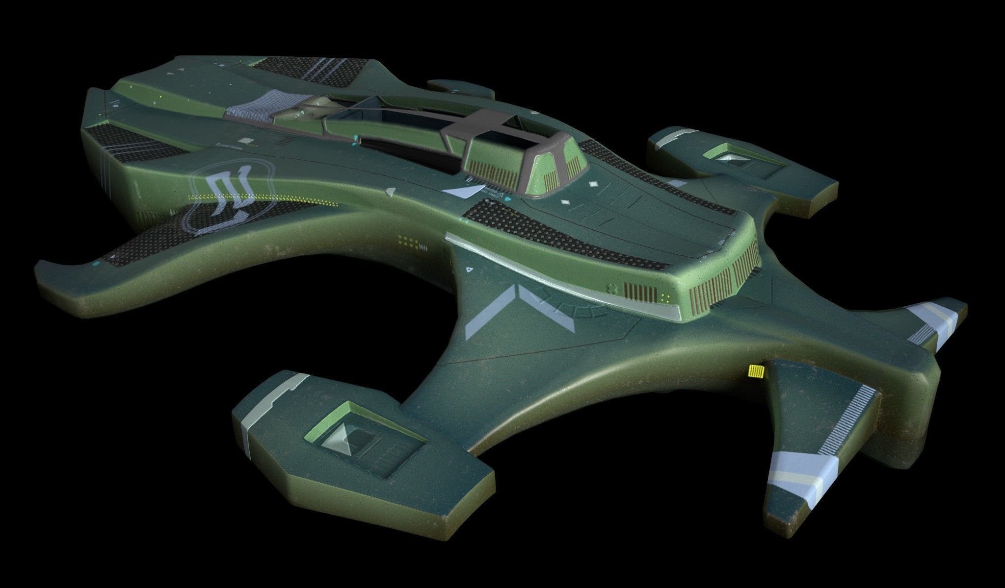 Spaceship halo weapon Low-poly 3D model_1