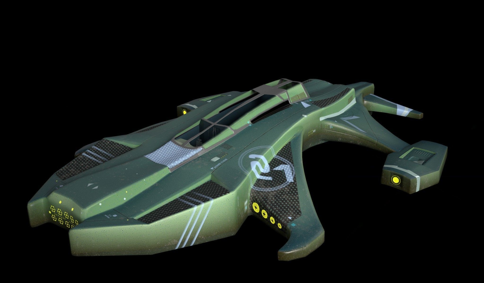Spaceship halo weapon Low-poly 3D model_2