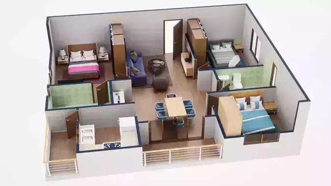 3D Floor Plan Model 47