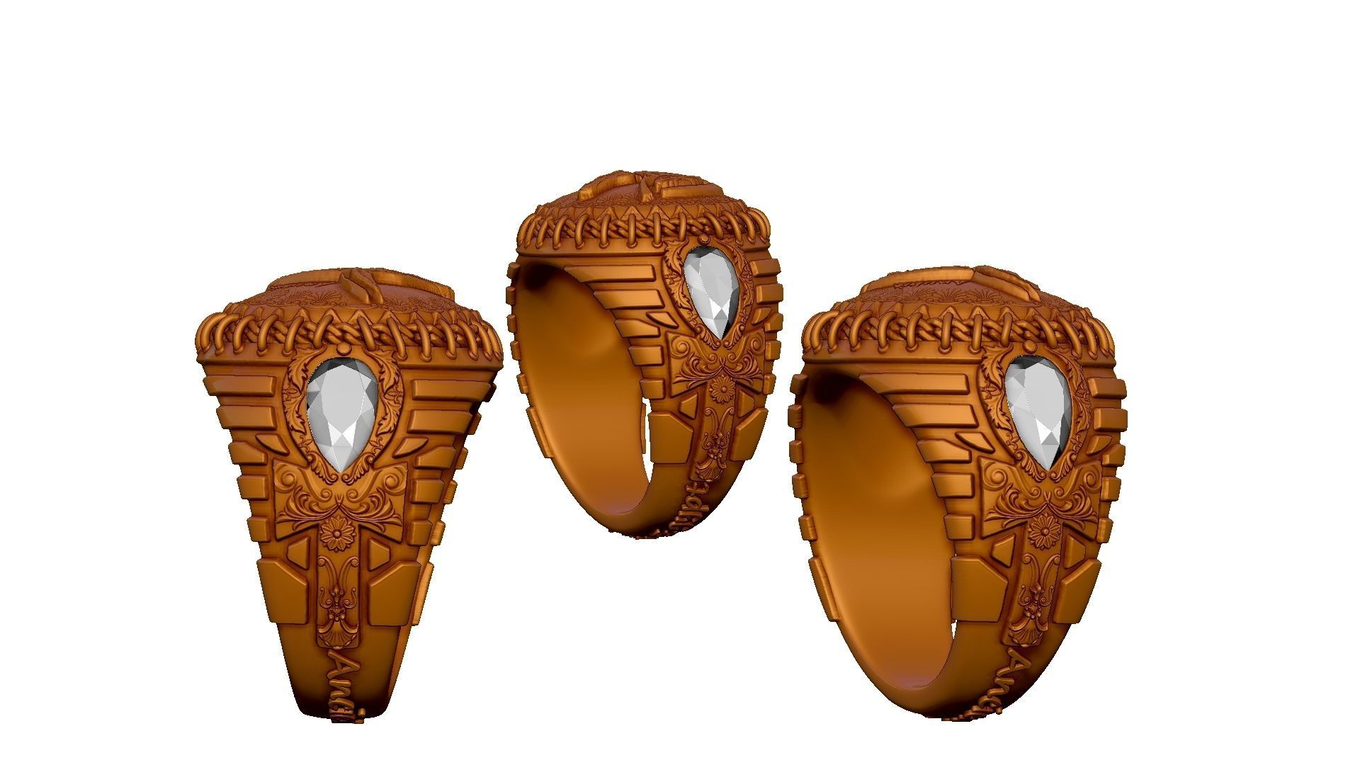 ANUBIS and ANKH SYMBOL - RING FOR 3DPRINTING 3D print model_4