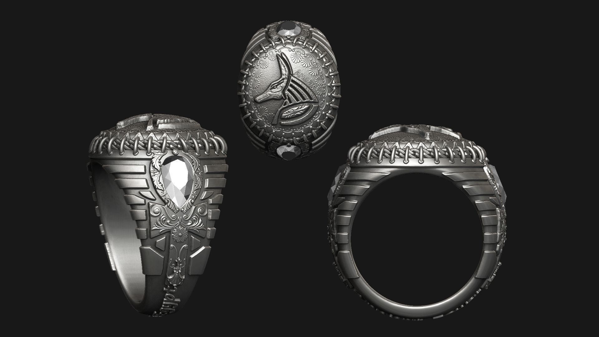 ANUBIS and ANKH SYMBOL - RING FOR 3DPRINTING 3D print model_20