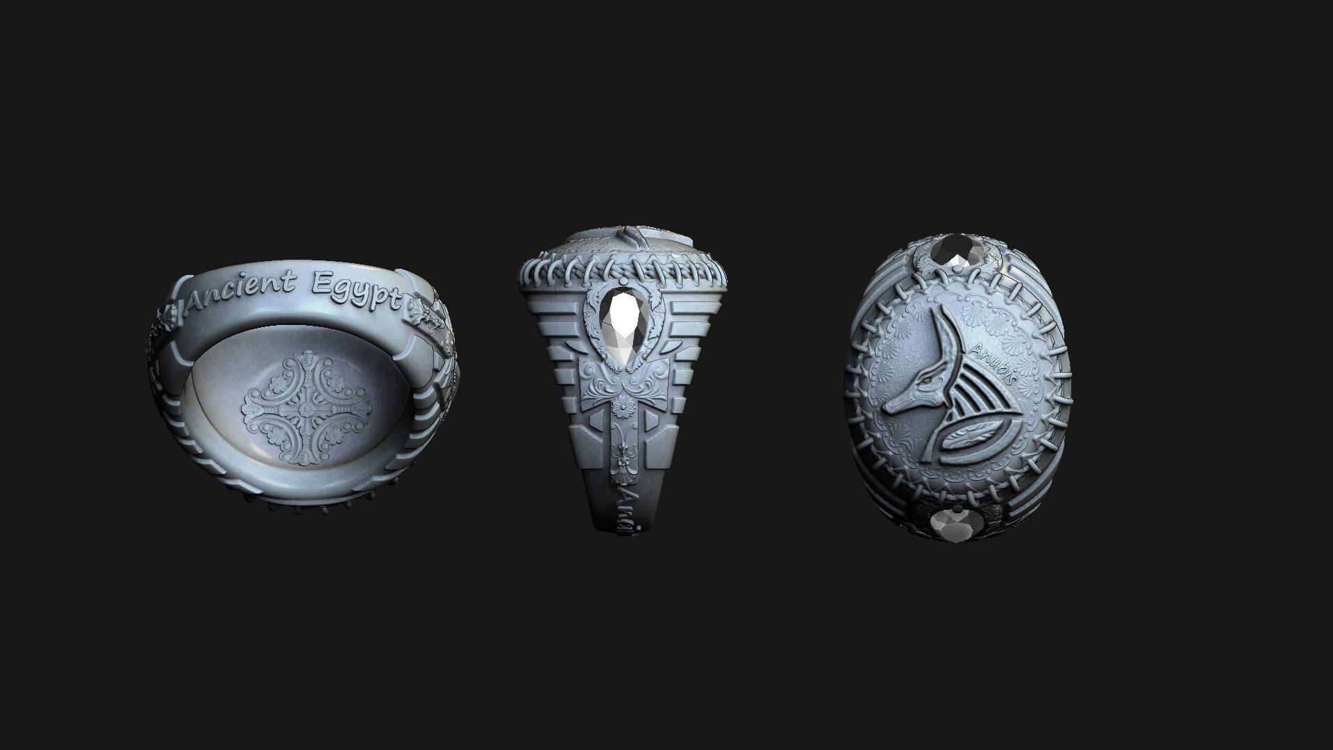 ANUBIS and ANKH SYMBOL - RING FOR 3DPRINTING 3D print model_6