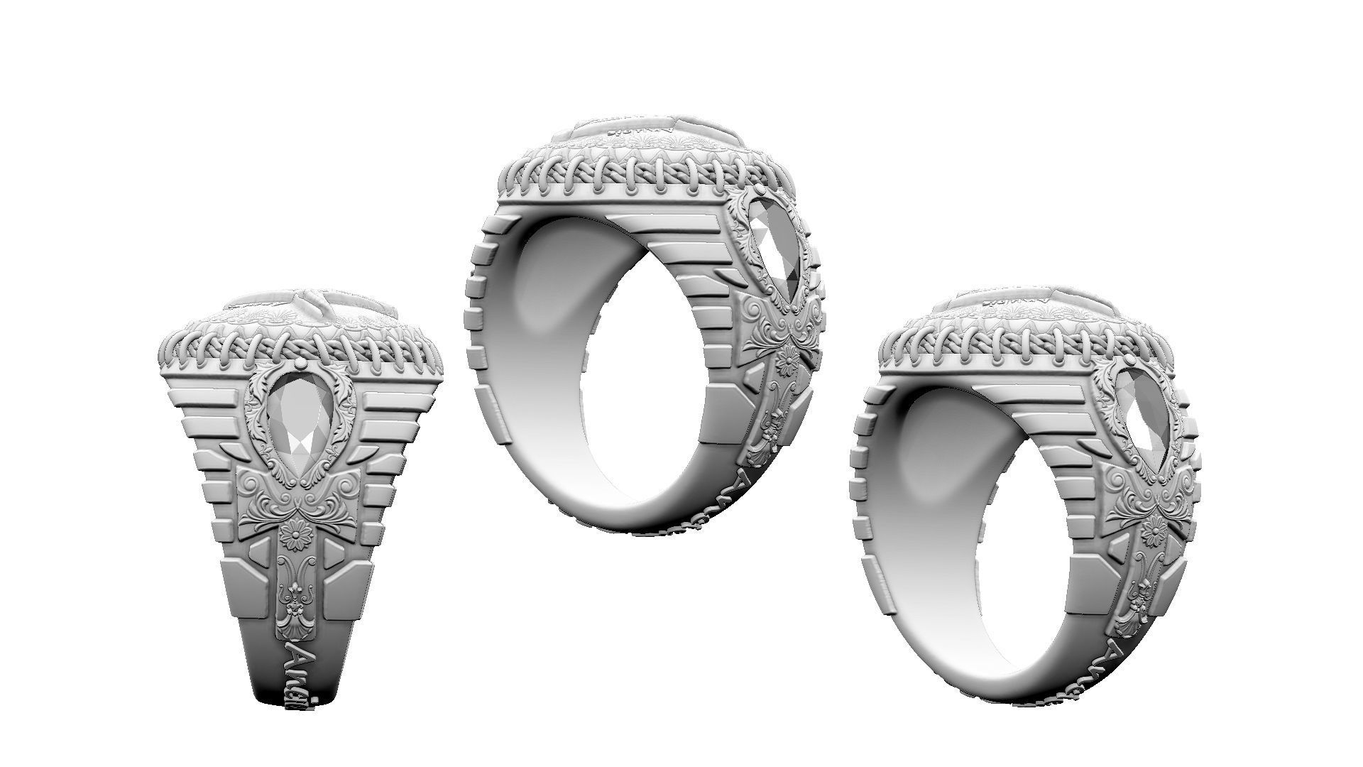 ANUBIS and ANKH SYMBOL - RING FOR 3DPRINTING 3D print model_1