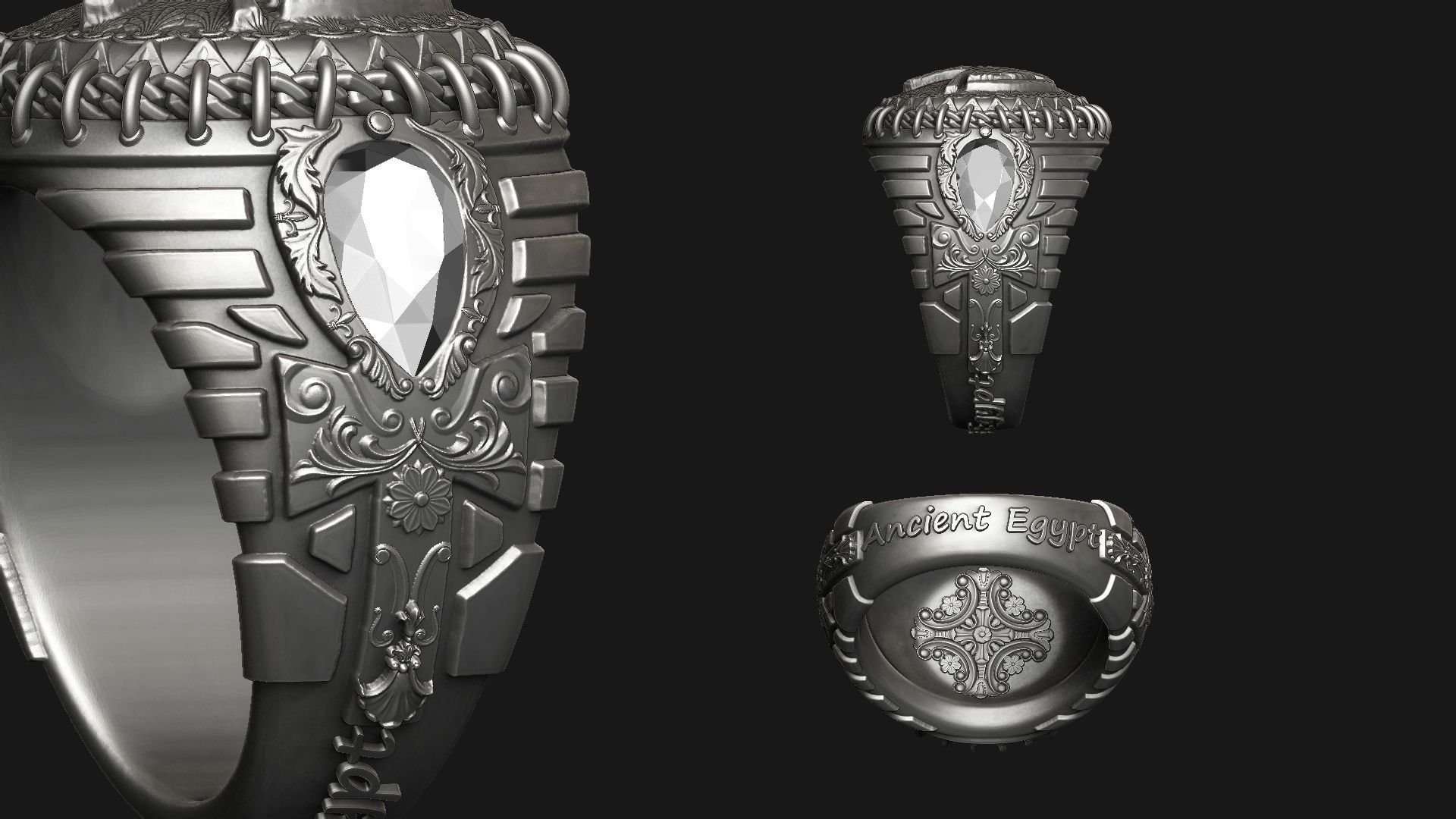 ANUBIS and ANKH SYMBOL - RING FOR 3DPRINTING 3D print model_12