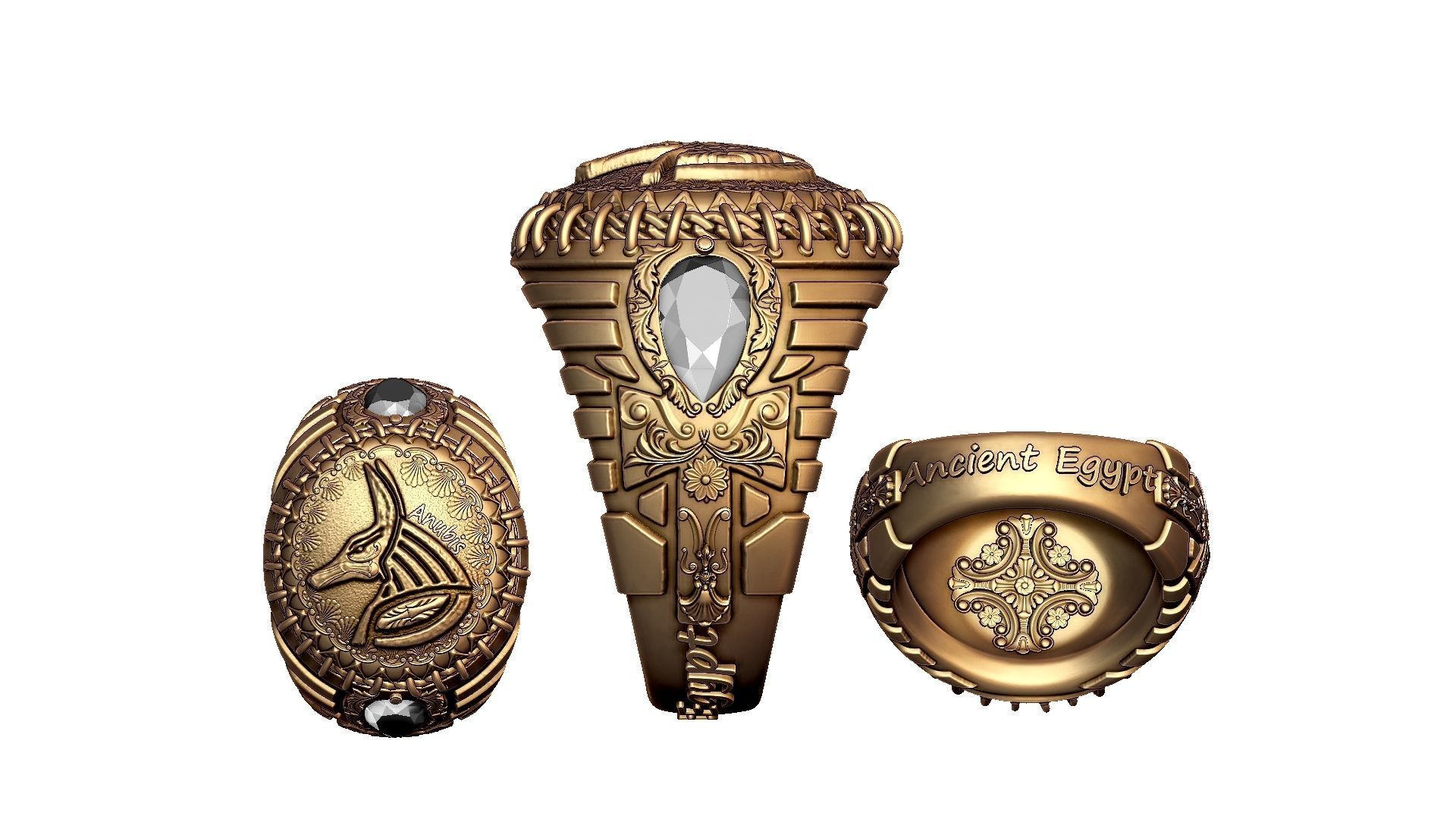 ANUBIS and ANKH SYMBOL - RING FOR 3DPRINTING 3D print model_2