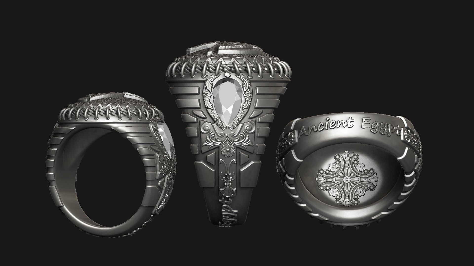 ANUBIS and ANKH SYMBOL - RING FOR 3DPRINTING 3D print model_18