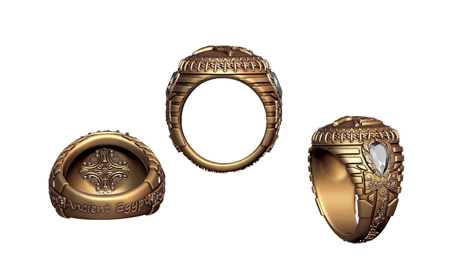 ANUBIS and ANKH SYMBOL - RING FOR 3DPRINTING 3D print model_3