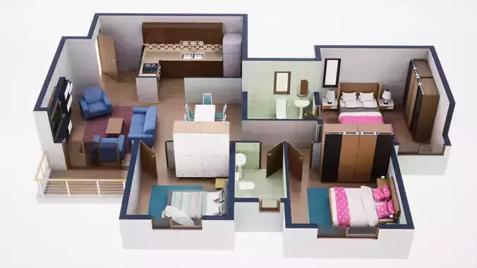 3D Floor Plan Model 48