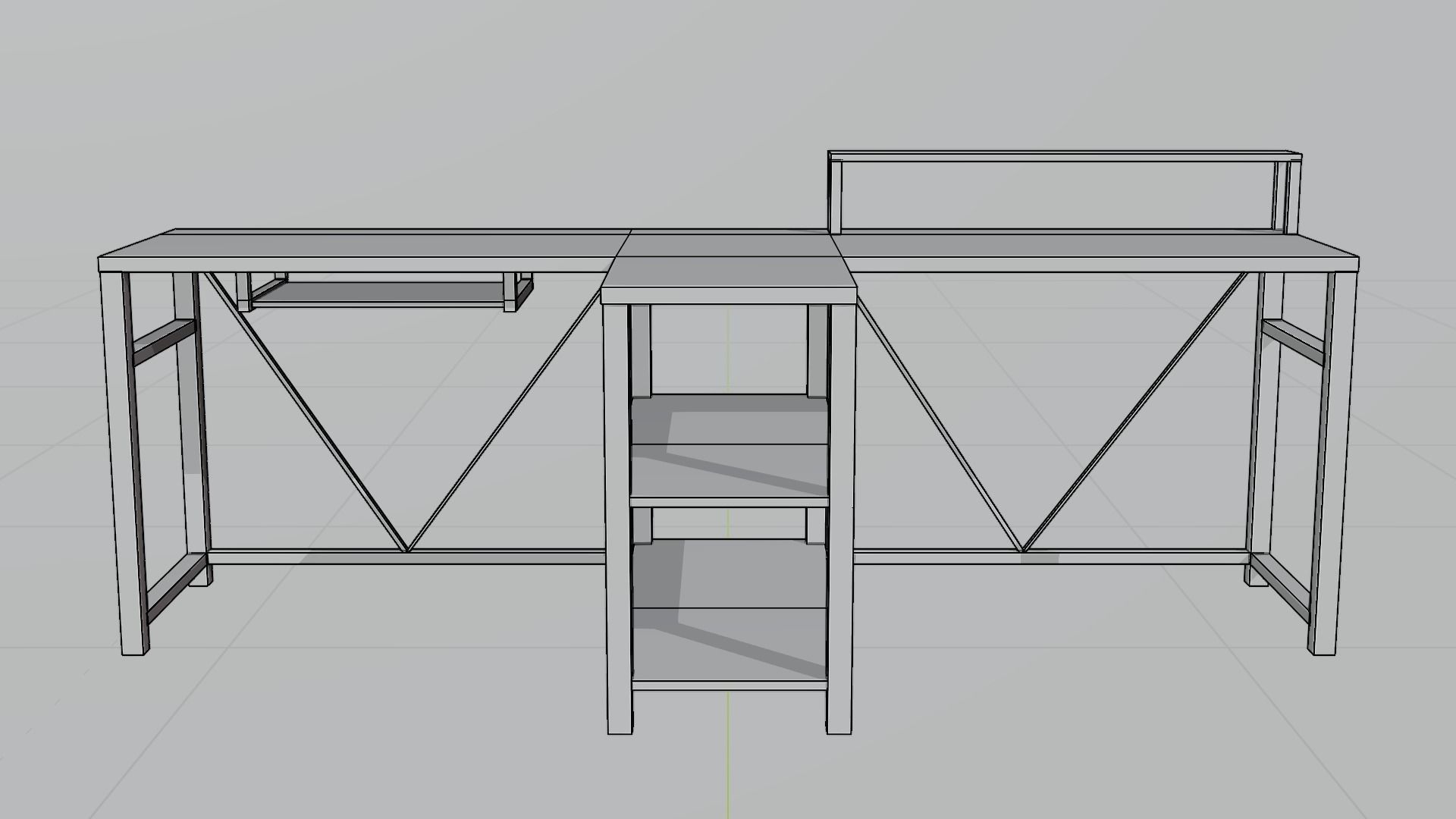 Modern Desk 2 Person version 3D model_2