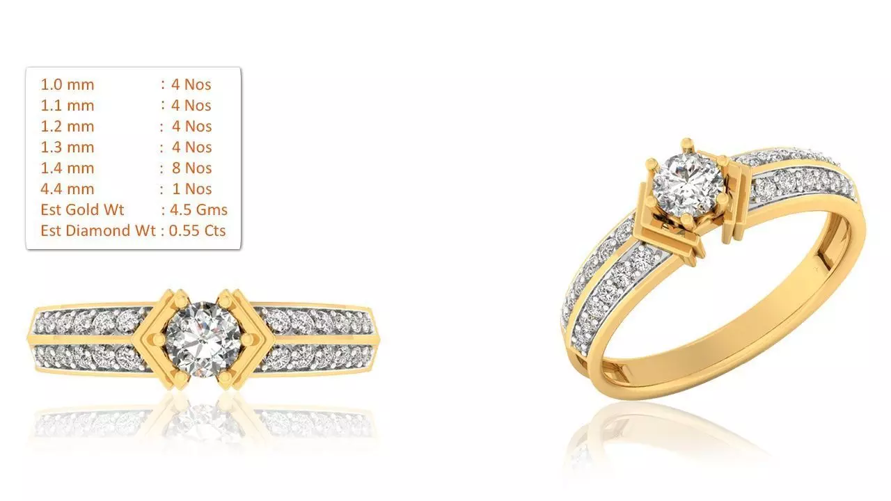 Solitaire Wedding Engagement Ring 3D print model_0