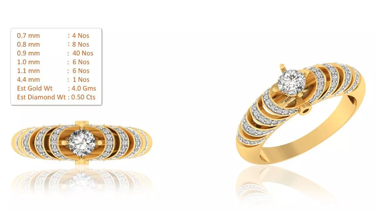 Solitaire Wedding Engagement Ring 3D print model_0