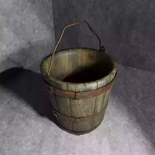 Wooden Bucket Low Poly model