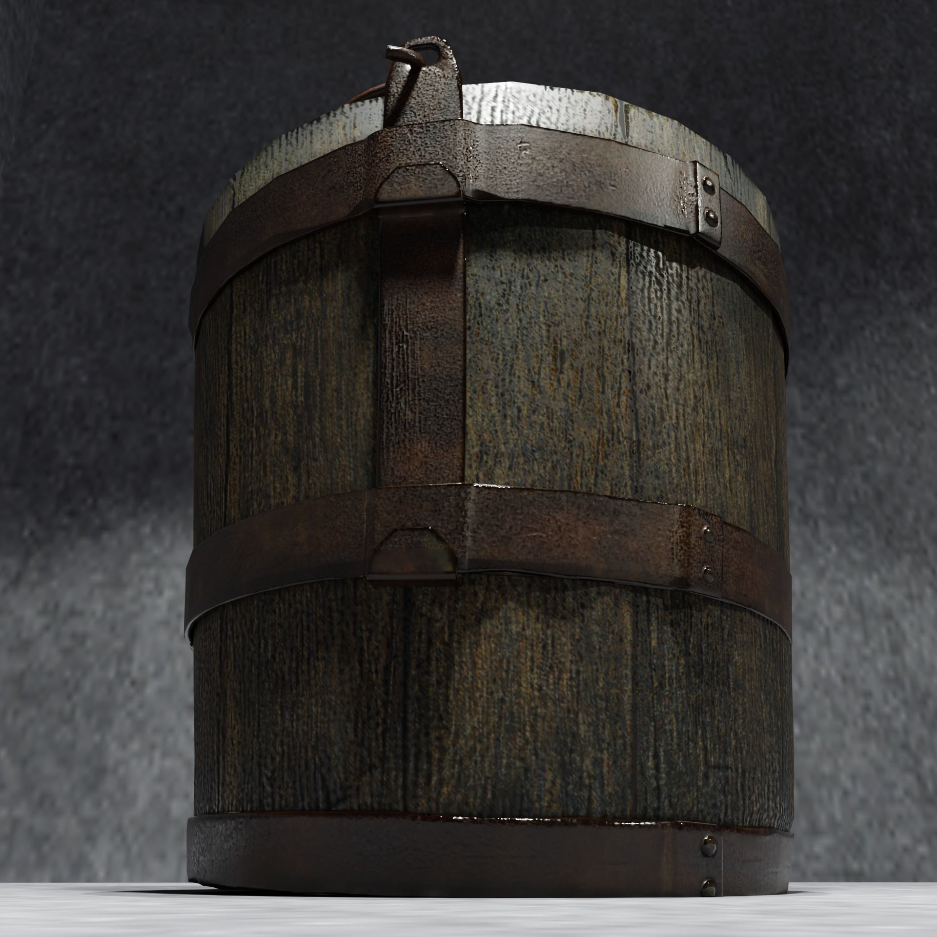 Wooden Bucket Low Poly model Low-poly 3D model_2