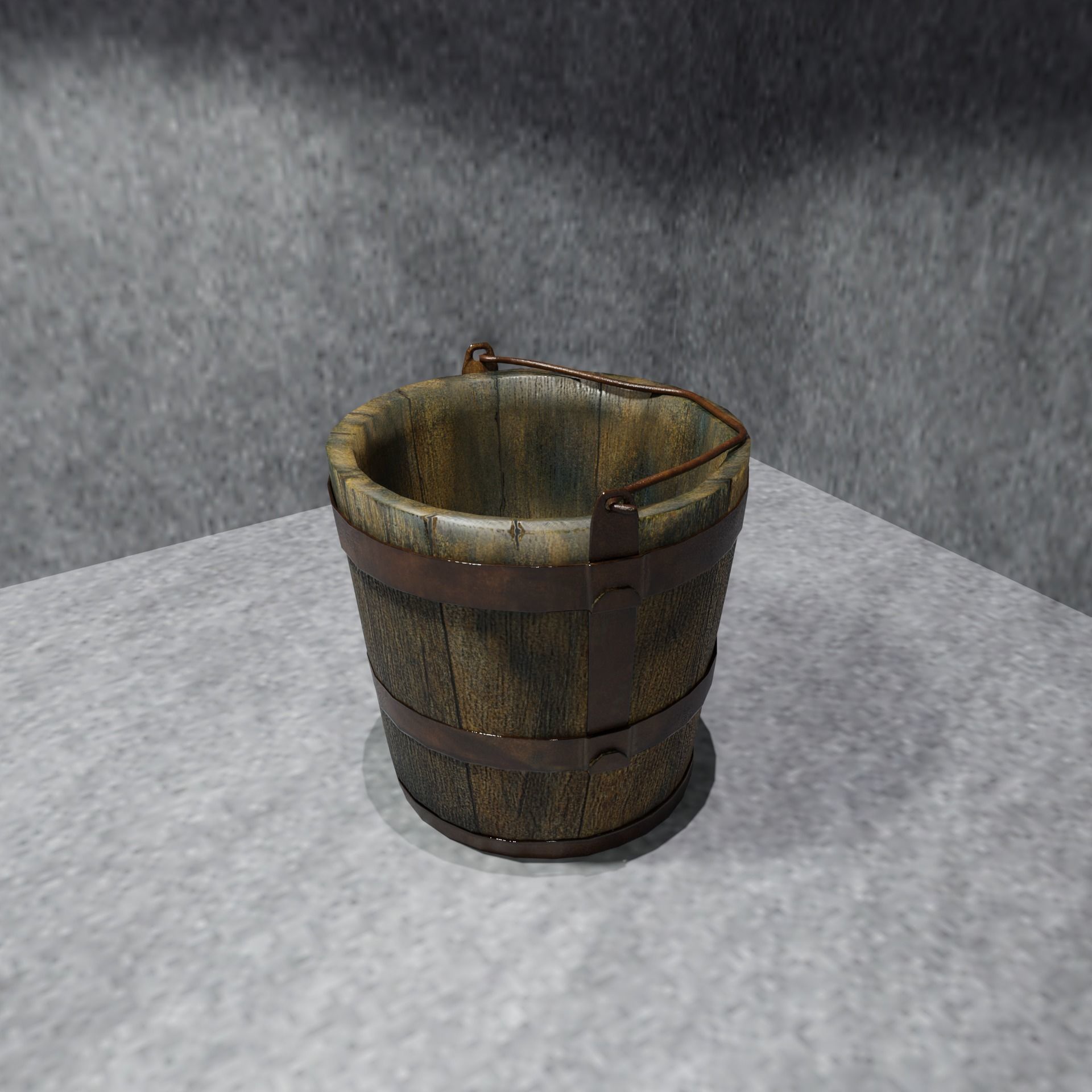 Wooden Bucket Low Poly model Low-poly 3D model_3