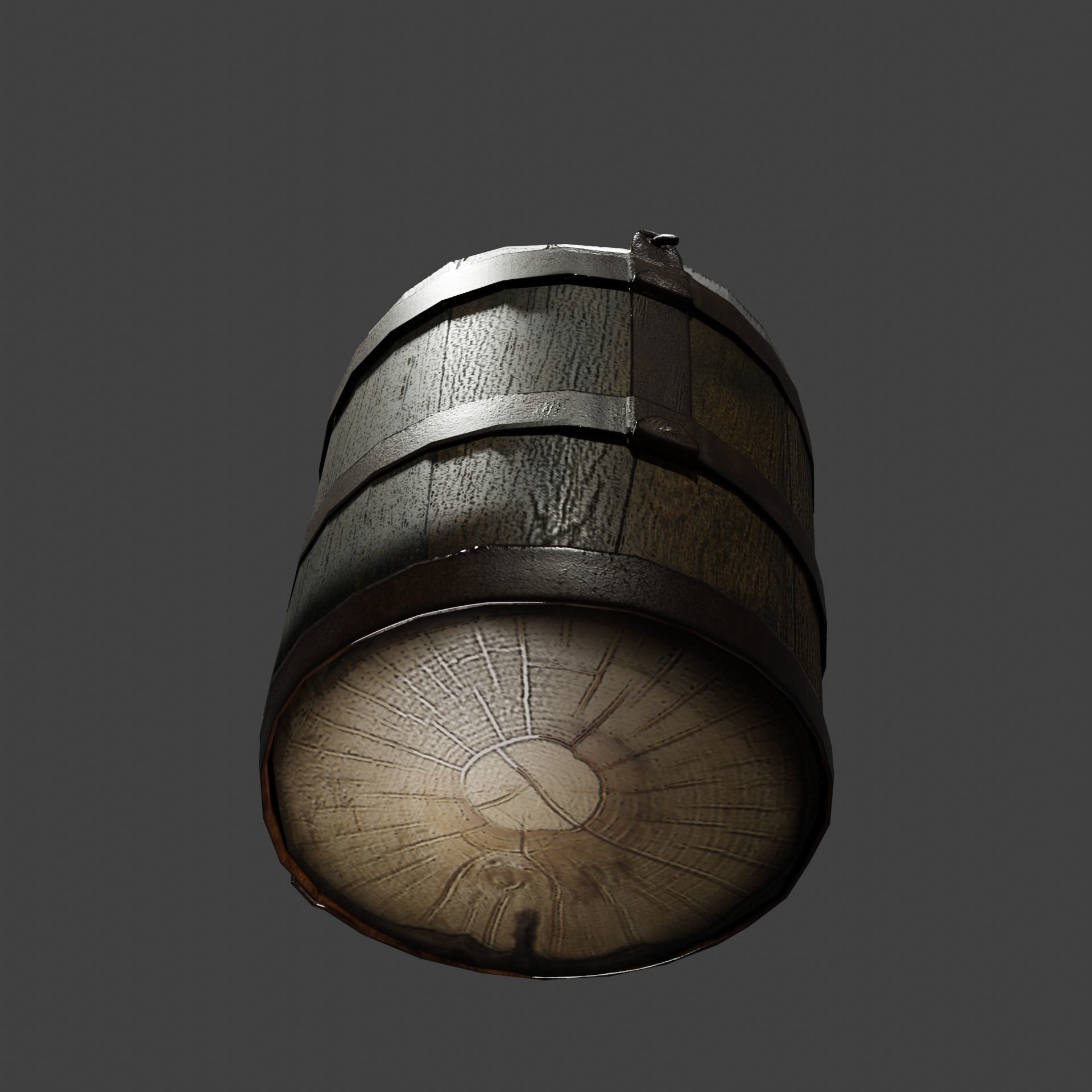 Wooden Bucket Low Poly model Low-poly 3D model_4