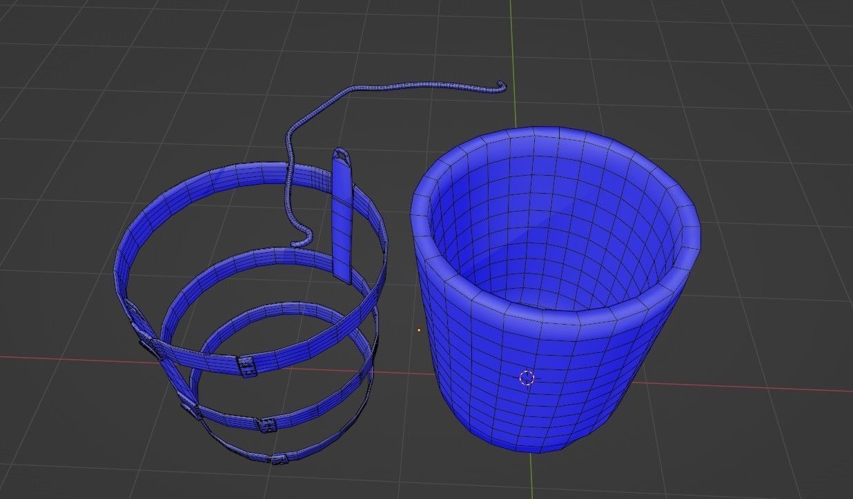 Wooden Bucket Low Poly model Low-poly 3D model_6