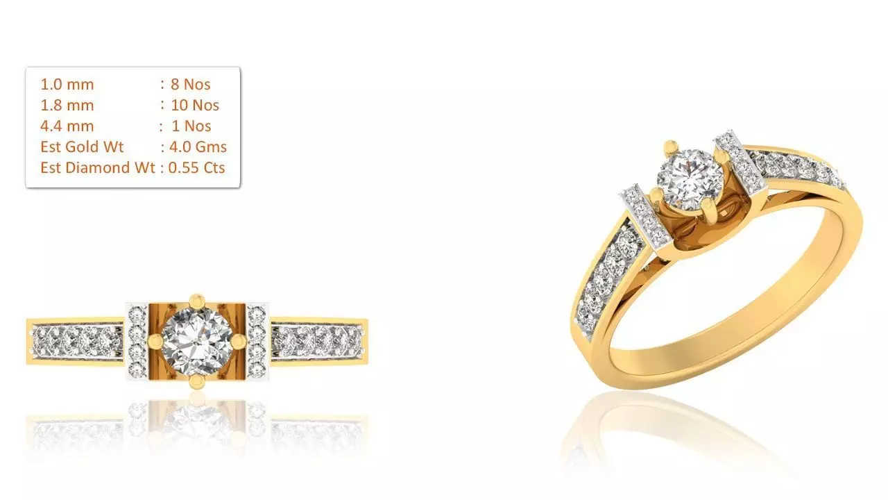 Solitaire Wedding Engagement Ring 3D print model_0