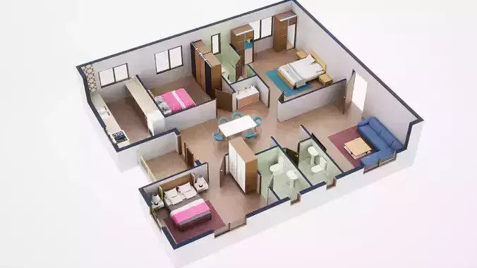 3D Floor Plan Model 49