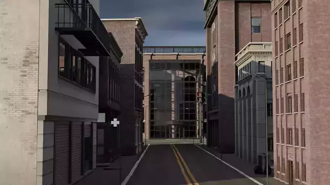 Realistic scifi city town landscape