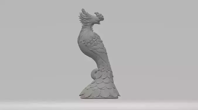 Phoenix 3D Model statue of peacock