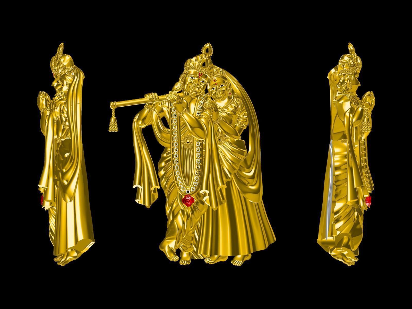 radhe krishna pendant 3D print model_4