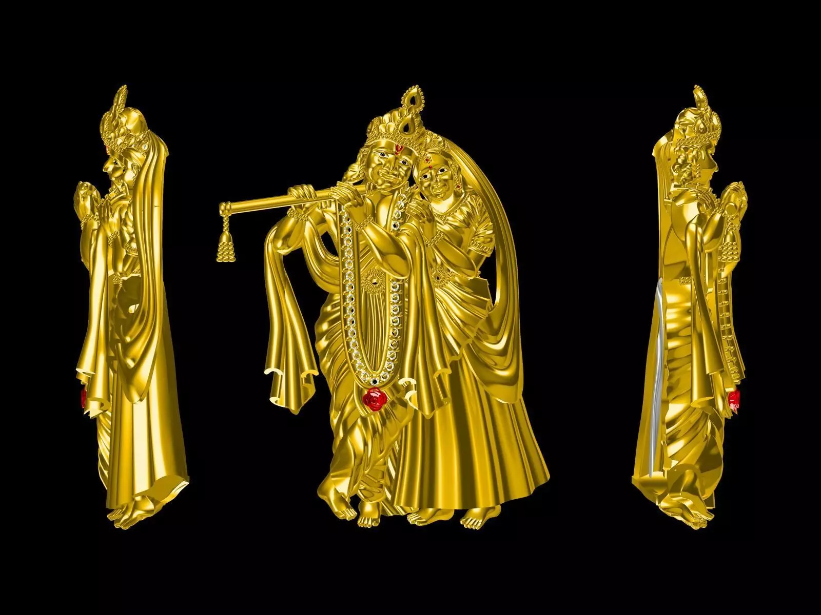 radhe krishna pendant 3D print model_0