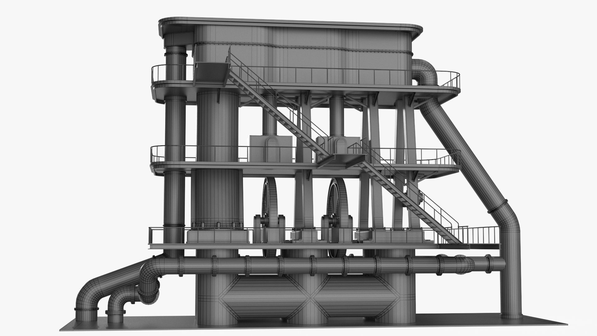 Industrial Pipes v6 Low-poly 3D model_22