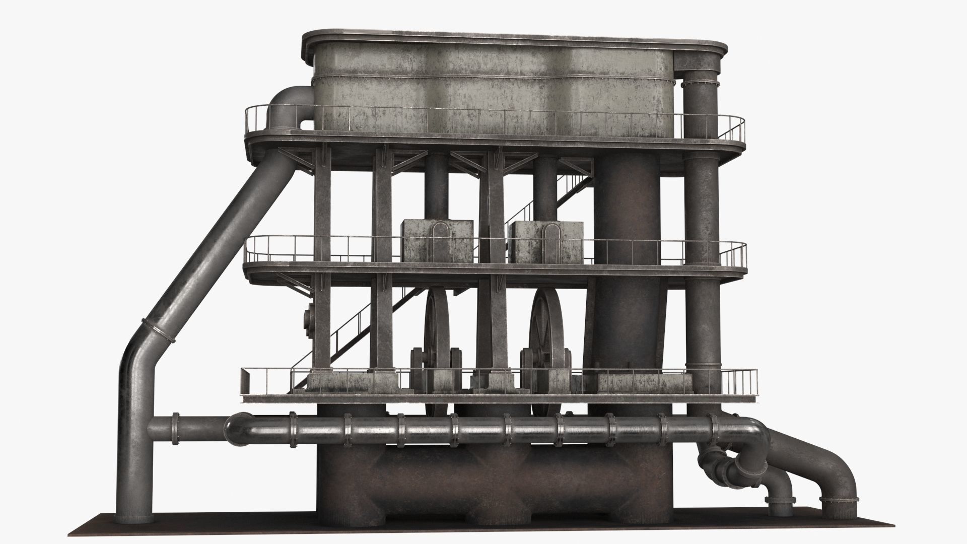 Industrial Pipes v6 Low-poly 3D model_11