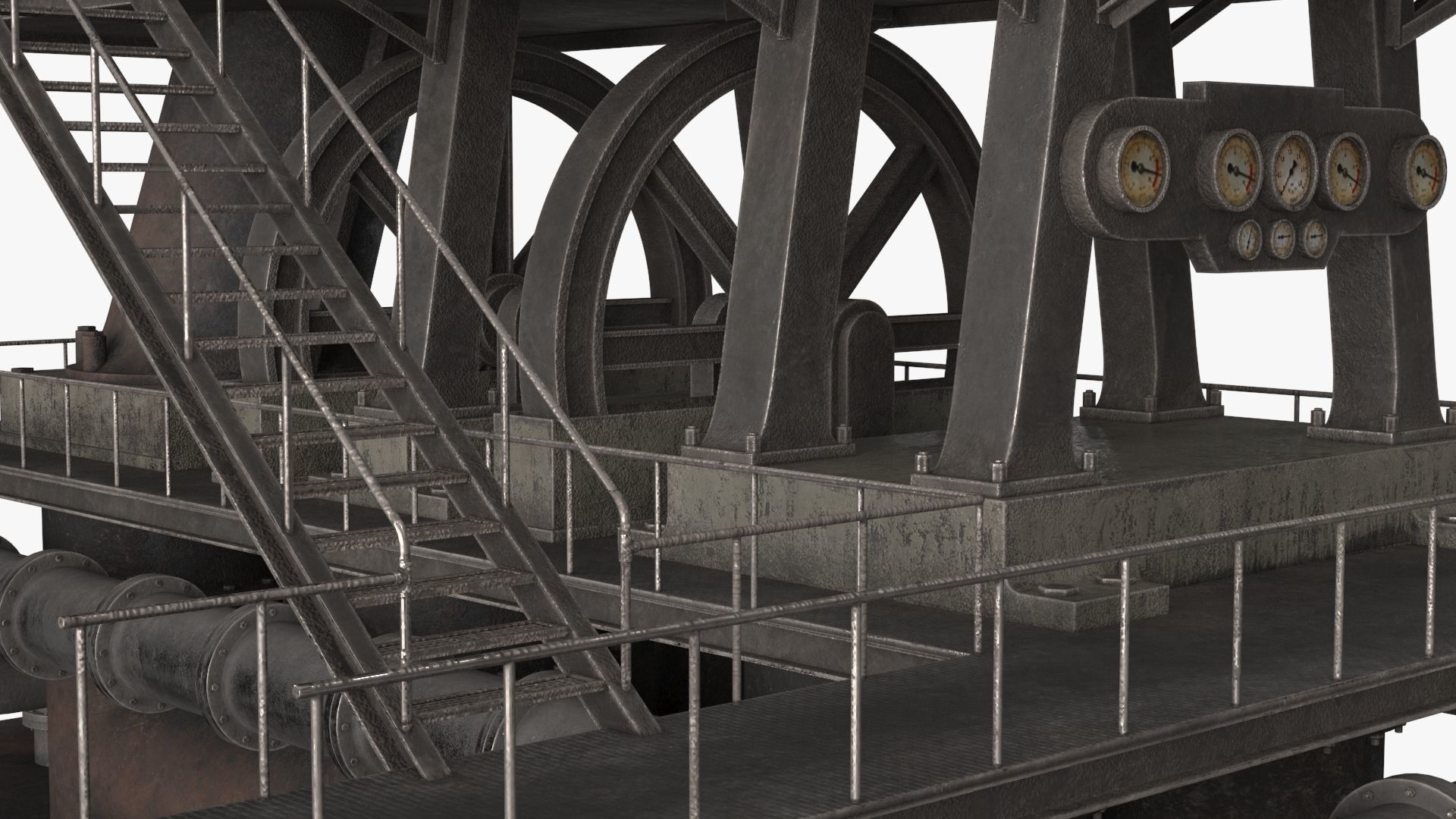 Industrial Pipes v6 Low-poly 3D model_17