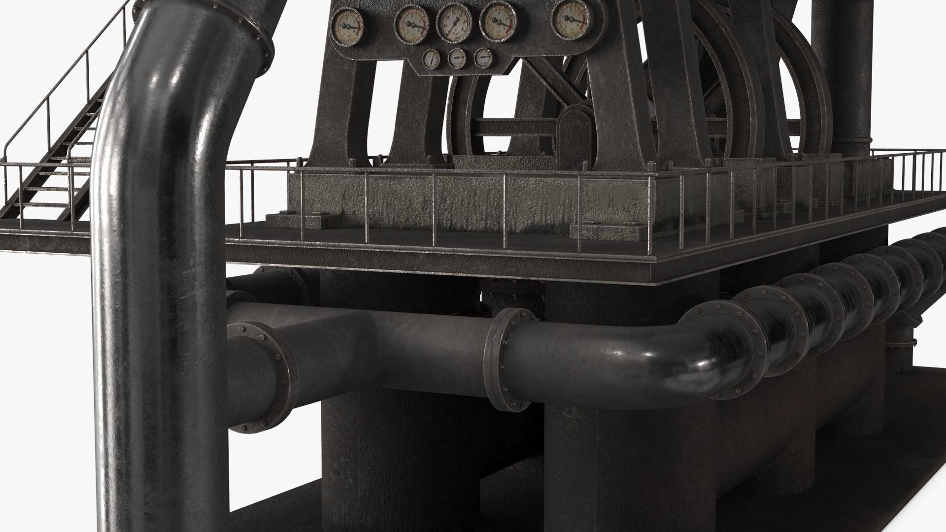 Industrial Pipes v6 Low-poly 3D model_18