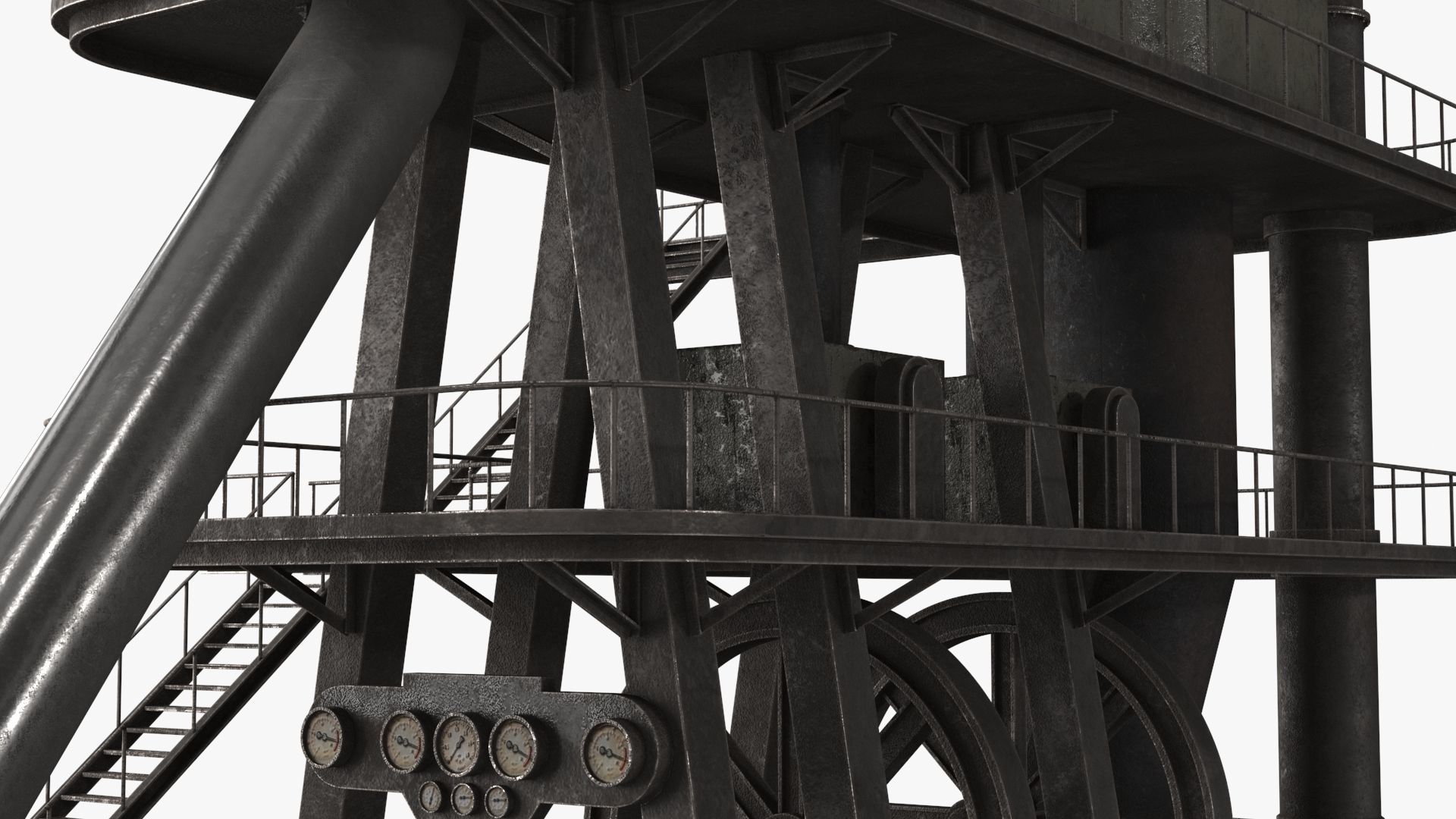 Industrial Pipes v6 Low-poly 3D model_19