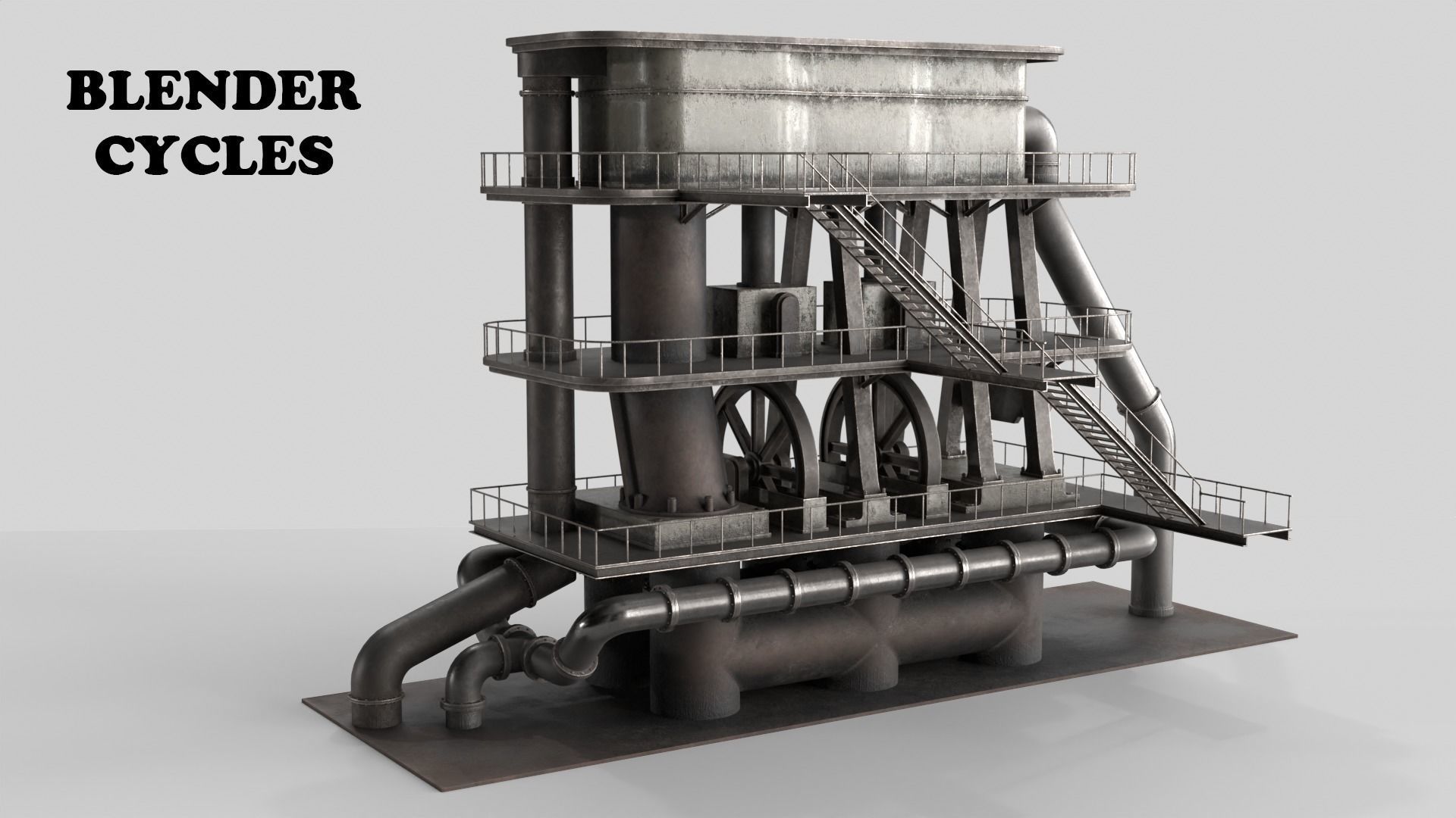 Industrial Pipes v6 Low-poly 3D model_21