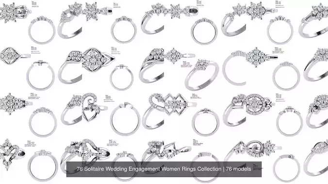 76 Solitaire Wedding Engagement Women Rings Collection 