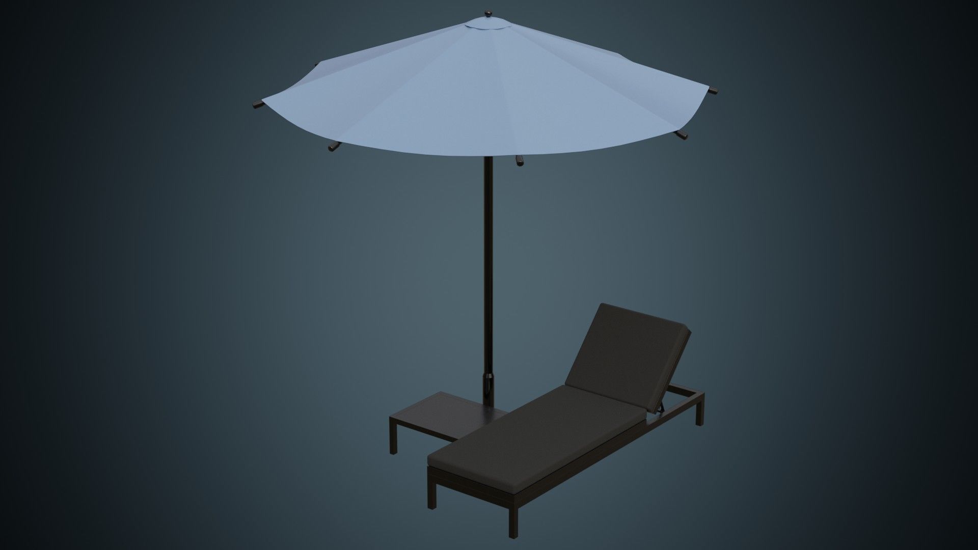 Sun Lounger 2A Low-poly 3D model_3