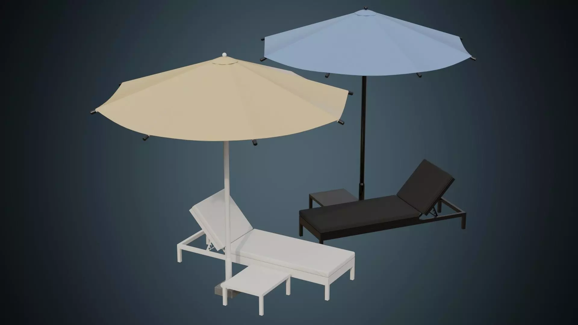 Sun Lounger 2A Low-poly 3D model_0