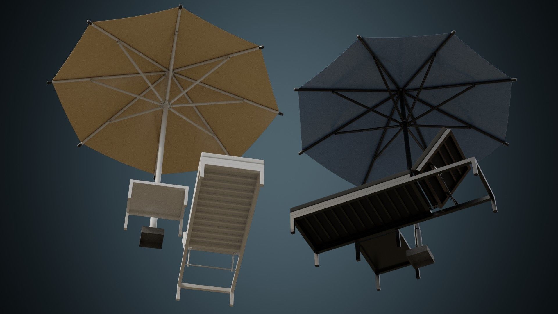 Sun Lounger 2A Low-poly 3D model_2