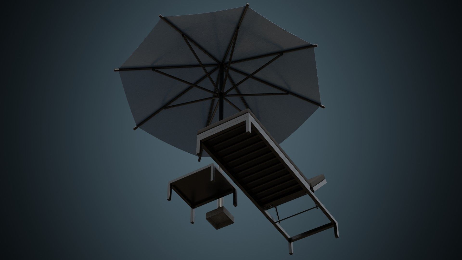 Sun Lounger 2A Low-poly 3D model_7