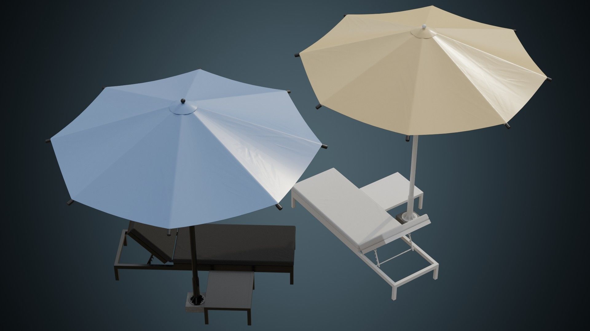 Sun Lounger 2A Low-poly 3D model_1